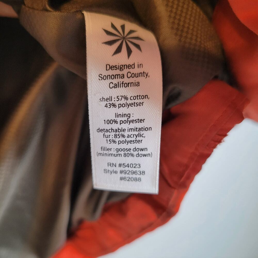 Athleta Womens Quilted Down Faux Fur Hooded Puffer Vest Size XS Orange Hiking - Picture 7 of 11